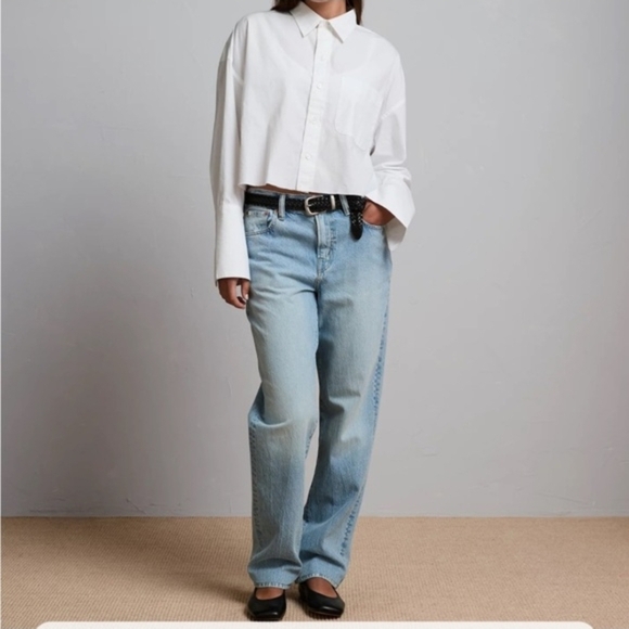 AE77 Premium Slouch Straight Leg Jeans Size 0 Regular - Picture 2 of 9